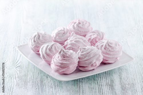 Wallpaper Mural lovely pastel rose meringues, zephyrs, marshmallows on the wooden vintage table Torontodigital.ca