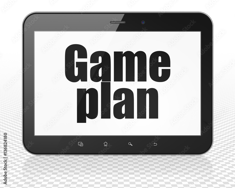 Business concept: Tablet Pc Computer with Game Plan on display Business concept: Tablet Pc Computer with Game Plan on display
