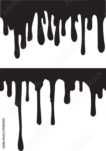Pair of black paint drips. Vector illustration for your design.