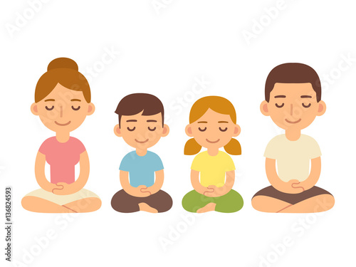 Family sitting in meditation.