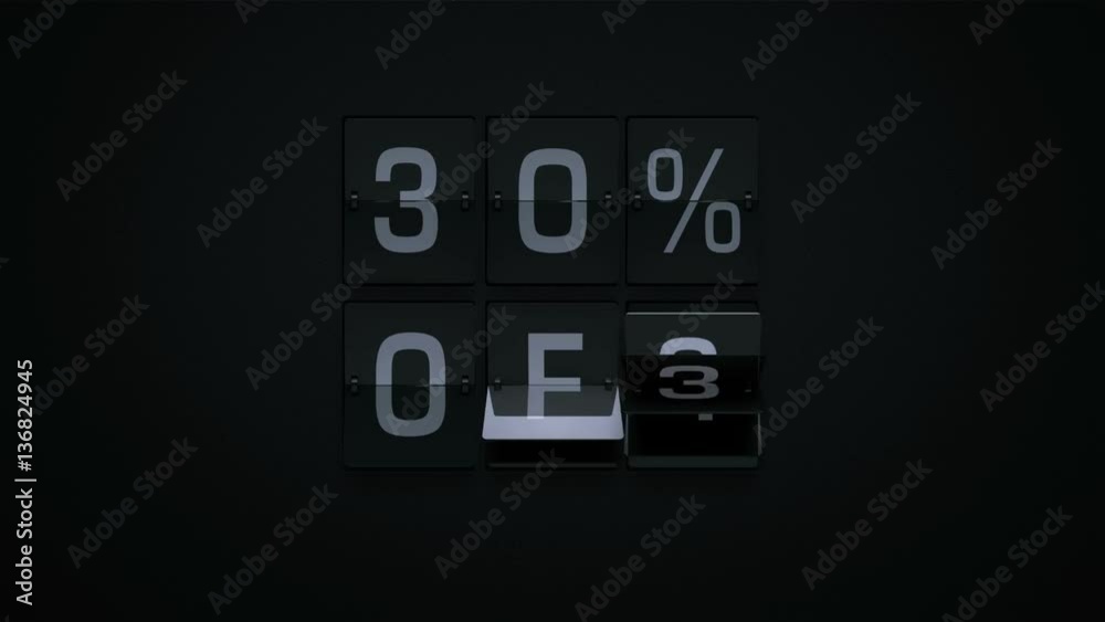 3D rendering flip board animation 30 percent off sale 3D rendering flip board animation 30 percent off sale