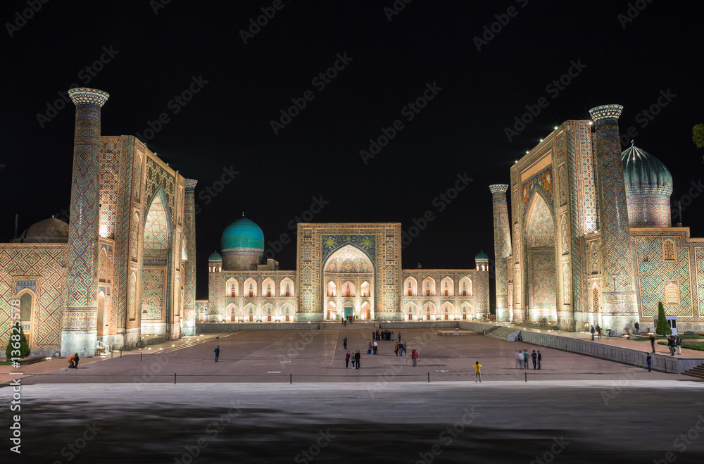 Registan square at night, Samarkand