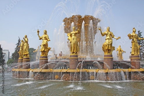 Russia. Moscow. Fountain "Friendship of peoples" in Exhibition of Achievements of National Economy.