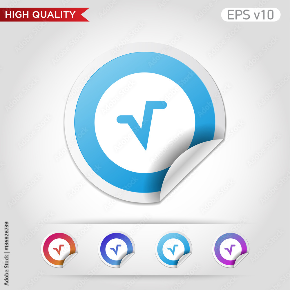 Mathematics root icon. Button with mathematics root icon. Modern UI vector. Mathematics root icon. Button with mathematics root icon. Modern UI vector.
