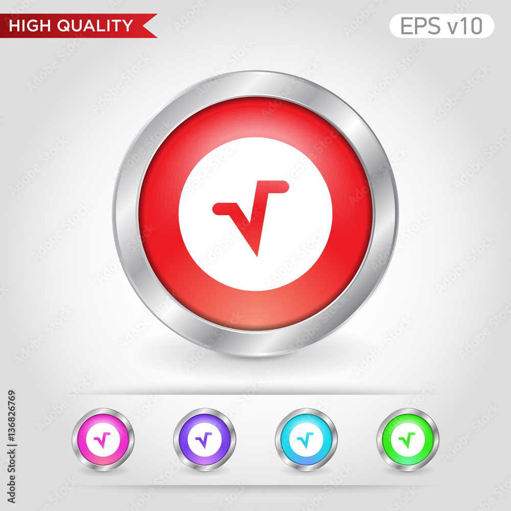 Mathematics root icon. Button with mathematics root icon. Modern UI vector. Mathematics root icon. Button with mathematics root icon. Modern UI vector.
