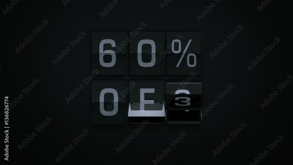 3D rendering flip board animation 50 percent off sale 3D rendering flip board animation 50 percent off sale