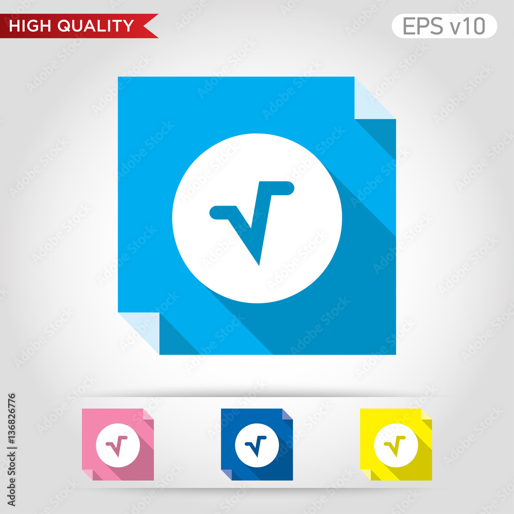 Mathematics root icon. Button with mathematics root icon. Modern UI vector. Mathematics root icon. Button with mathematics root icon. Modern UI vector.