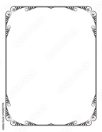 Ornate rectangular black frame, letter page proportions.