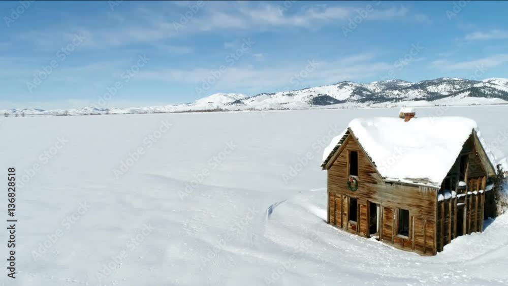 Cold winter on the prairie sits an abandon homestead in Idaho Cold winter on the prairie sits an abandon homestead in Idaho