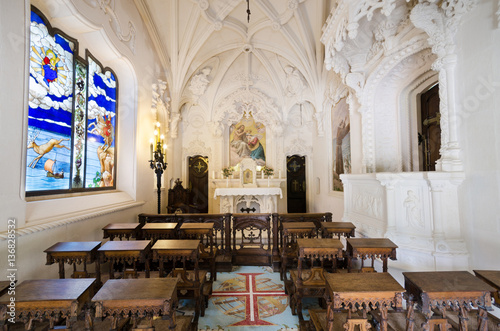 Interior of the chapel in quinta da regaleira Park, Sintra, Portugal.