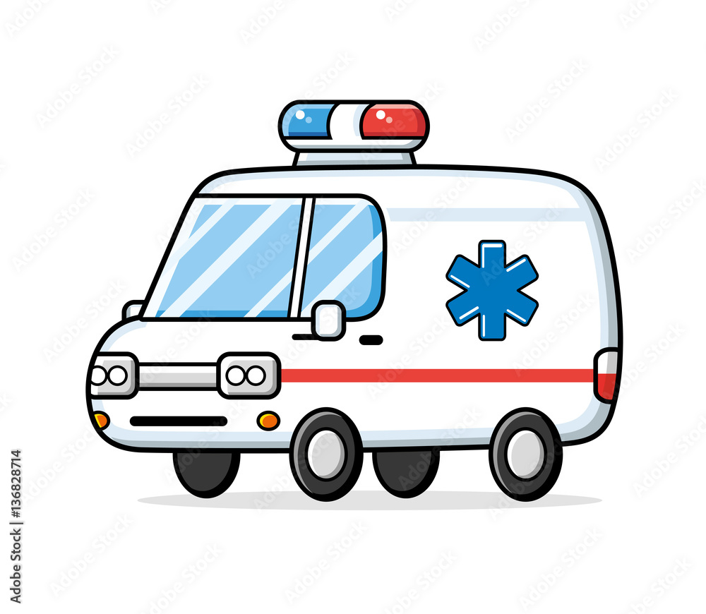 Ambulance car with a blue medical symbol isolated. Ambulance car with a blue medical symbol isolated.