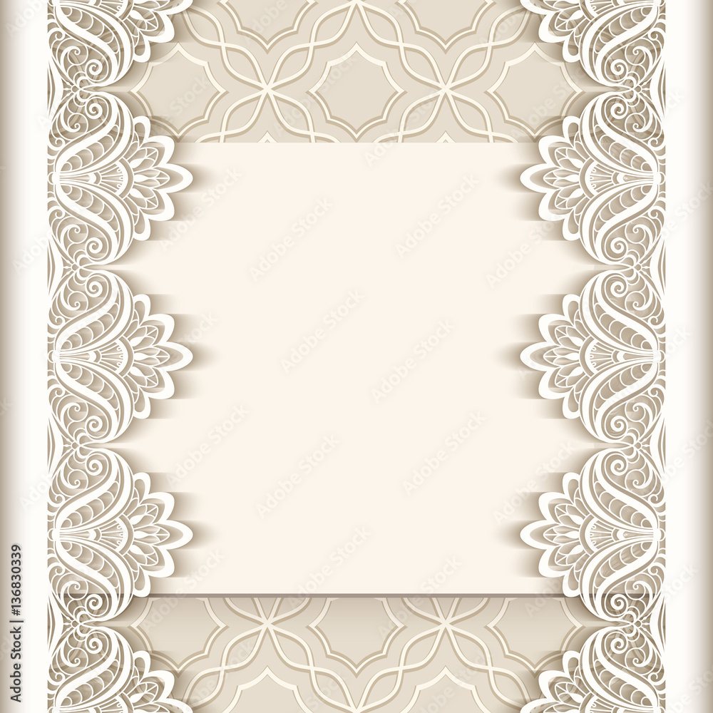 Vintage paper background with cutout lace borders