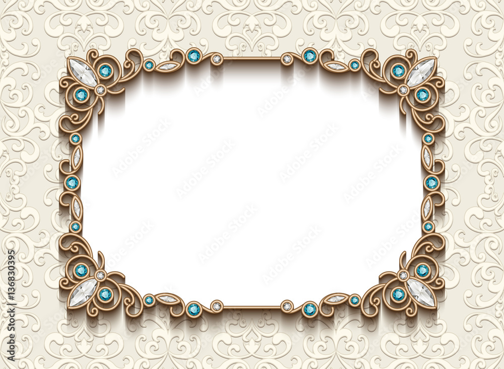 Vintage gold rectangle frame, diamond jewelry card Stock Vector | Adobe ...