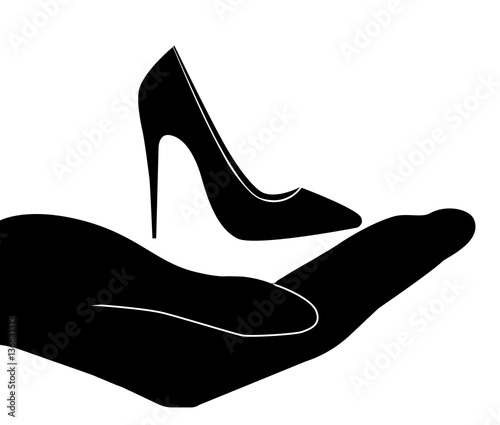 Vector logo shoe on the palm