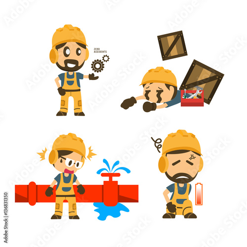 Set of Construction worker, Accident working, safety first, health and safety, vector illustrator