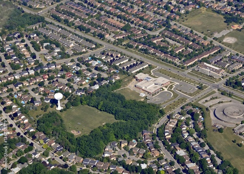 aerial view a residential neighborhood in the town of Dundas, Ontario Canada 