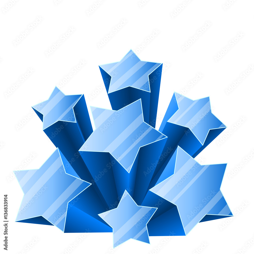 3D ice stars burst isolated on white background. 3D ice stars burst isolated on white background.