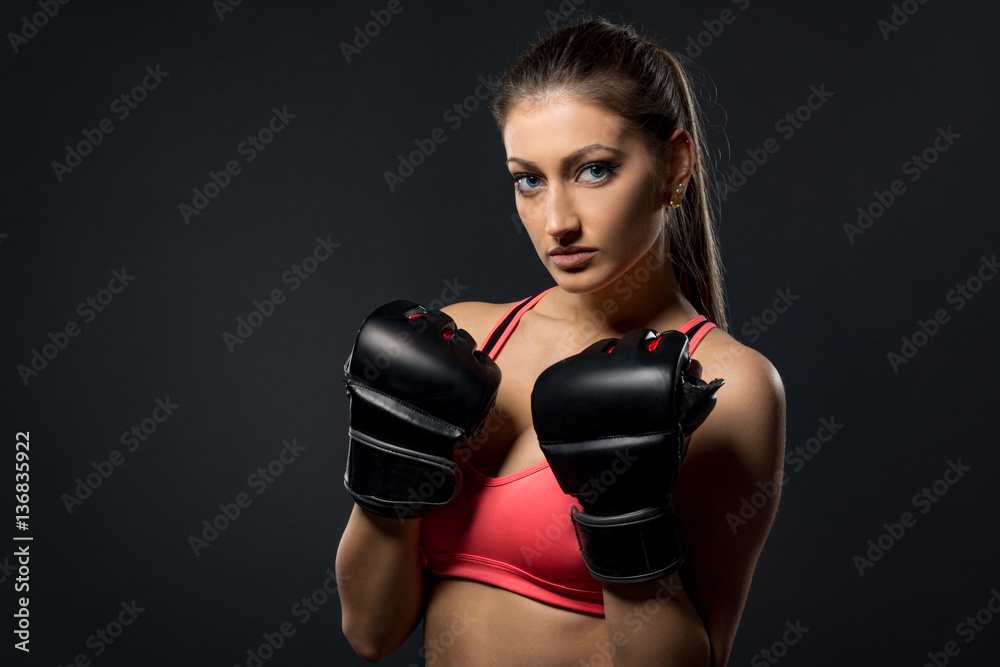 Woman with boxing gloves