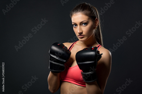 Woman with boxing gloves © zeljkomatic76