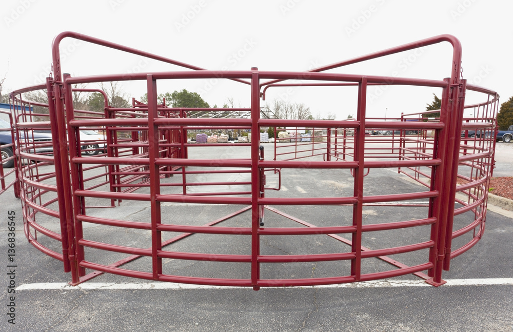 New for sale red steel farm or ranch corral. New for sale red steel farm or ranch corral.