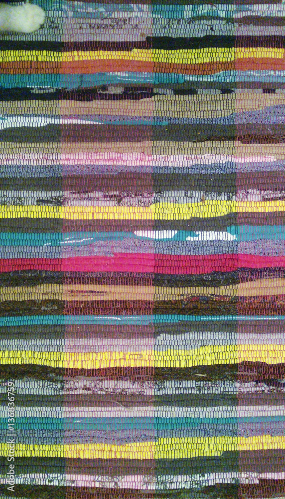 Bright woven mat. Detail of cozy home interior
