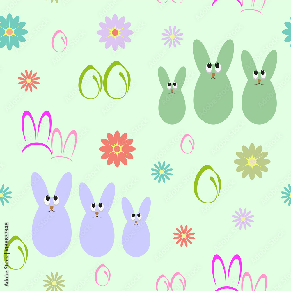 seamless background with silhouettes of Easter bunnies