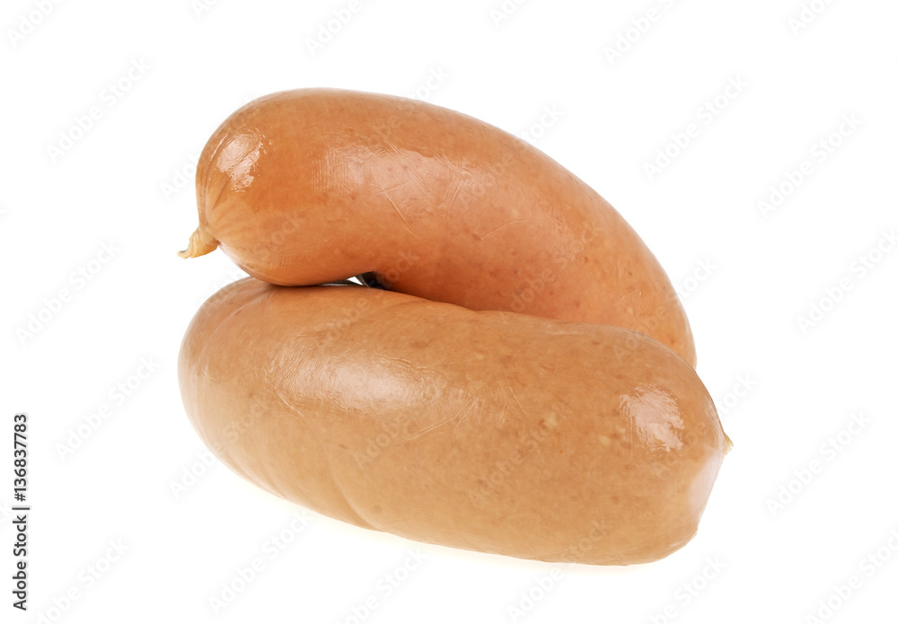 Sausages isolated on a white background Sausages isolated on a white background
