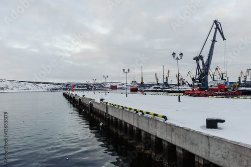 Cranes in sea port of loading 