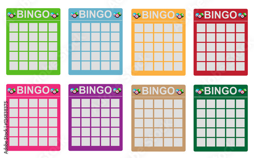 Bingo tickets in various colors
