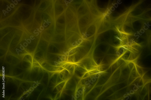 Abstract background is in green color. Image created using fractals and reminds DNA