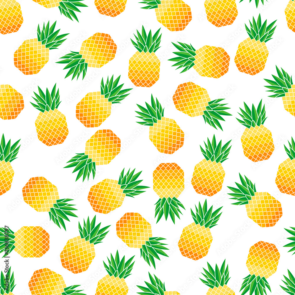 Vector illustration of seamless pattern with pineapples Vector illustration of seamless pattern with pineapples