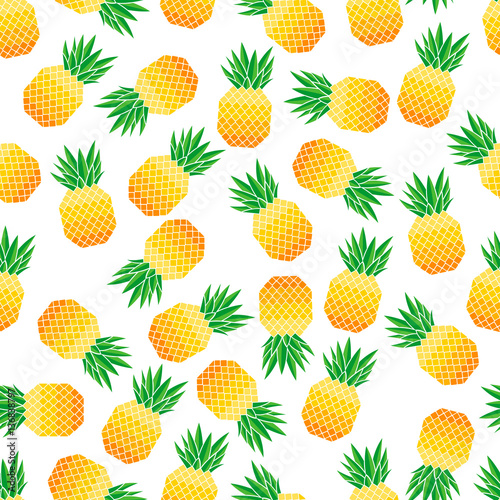 Vector illustration of seamless pattern with pineapples