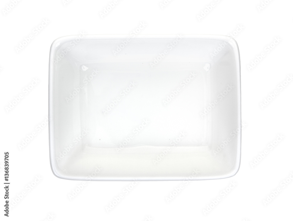 Rectangular ramekin isolated on a white top view Rectangular ramekin isolated on a white top view