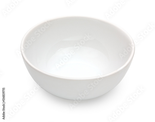 White ceramic bowl isolated on white background photo