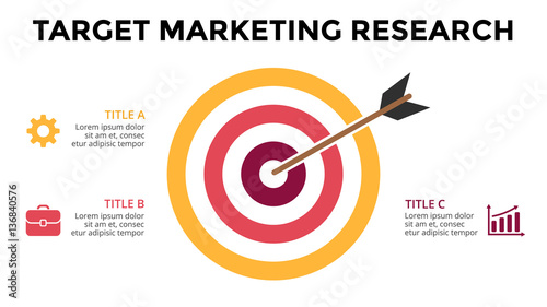 Vector circle arrow infographic, cycle diagram, graph, presentation chart. Target hit marketing research. Business concept with 3 options, parts, steps, processes. 16x9 slide template.