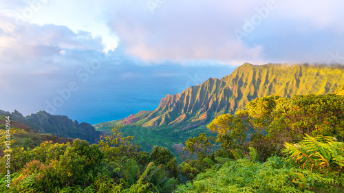 Amazing view of the Kalalau Valley and the Na Pali coast, Kauai photo
