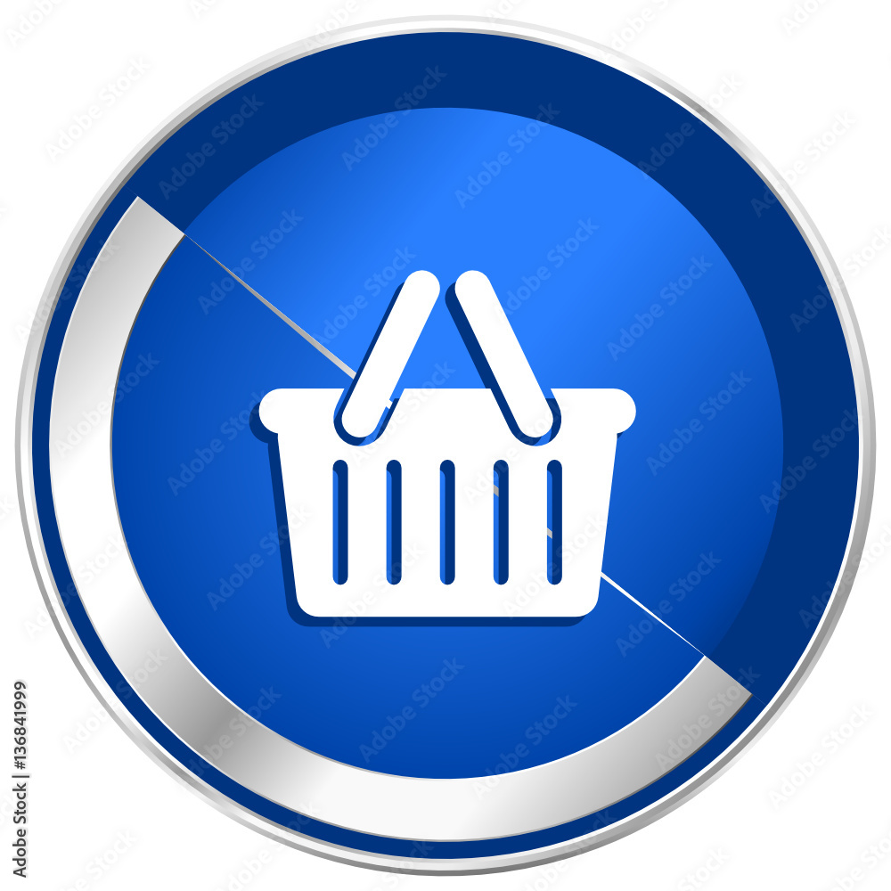 Cart blue vector web icon. Metal shine silver chrome border round button isolated on white background. Circle modern design abstract sign for smartphone applications. Cart blue vector web icon. Metal shine silver chrome border round button isolated on white background. Circle modern design abstract sign for smartphone applications.