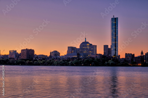 Boston Skyline at Sunrise Seen from Cambridge