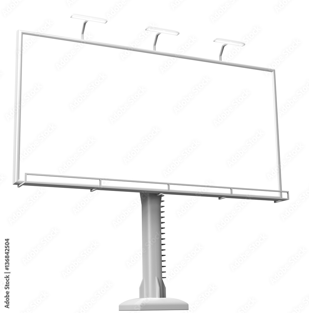 Obraz premium 3D rendering of blank billboard (empty advertisement) isolated on white background
