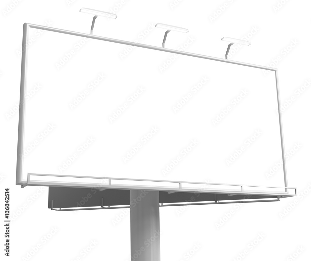 Obraz premium 3D rendering of blank billboard (empty advertisement) isolated on white background