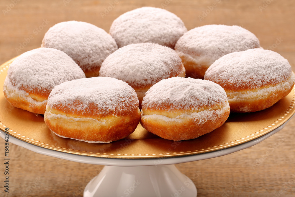Traditional donuts with liqueur and sugar