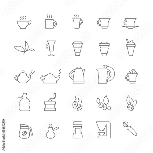 Icon set with tea and coffee.