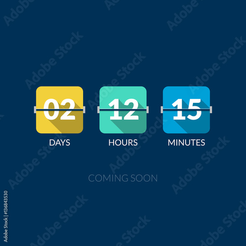 Flip Countdown timer vector clock counter. Flat style