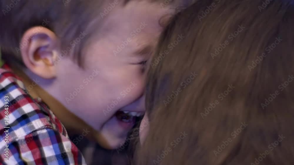 Happy Kids Rubbing Noses Laughing Family Parents Take Care of the Family Needs Pregnant Mom's Belly Two Her Children Are Waiting For Baby Brother Sister Happy Kids Rubbing Noses Laughing Family Parents Take Care of the Family Needs Pregnant Mom's Belly Two Her Children Are Waiting For Baby Brother Sister