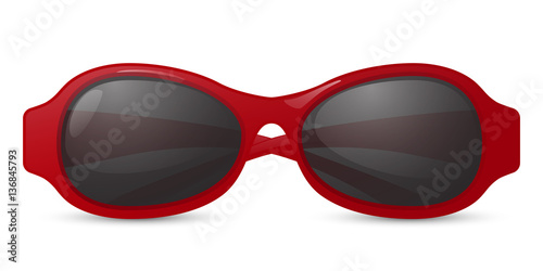 Sunglasses.Red glasses on a white background