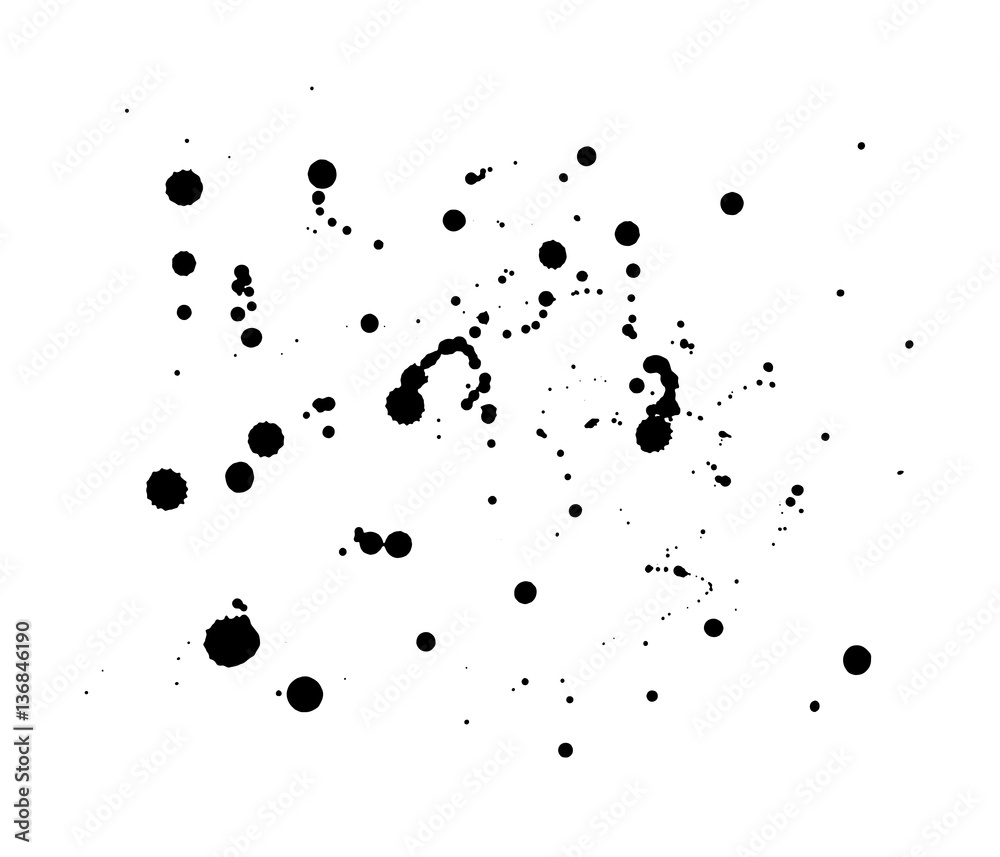 A set of ink drops on paper. Vector collection for your design.