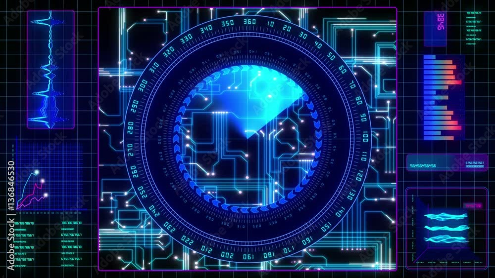  Animation futuristic interface technological abstract motion background.