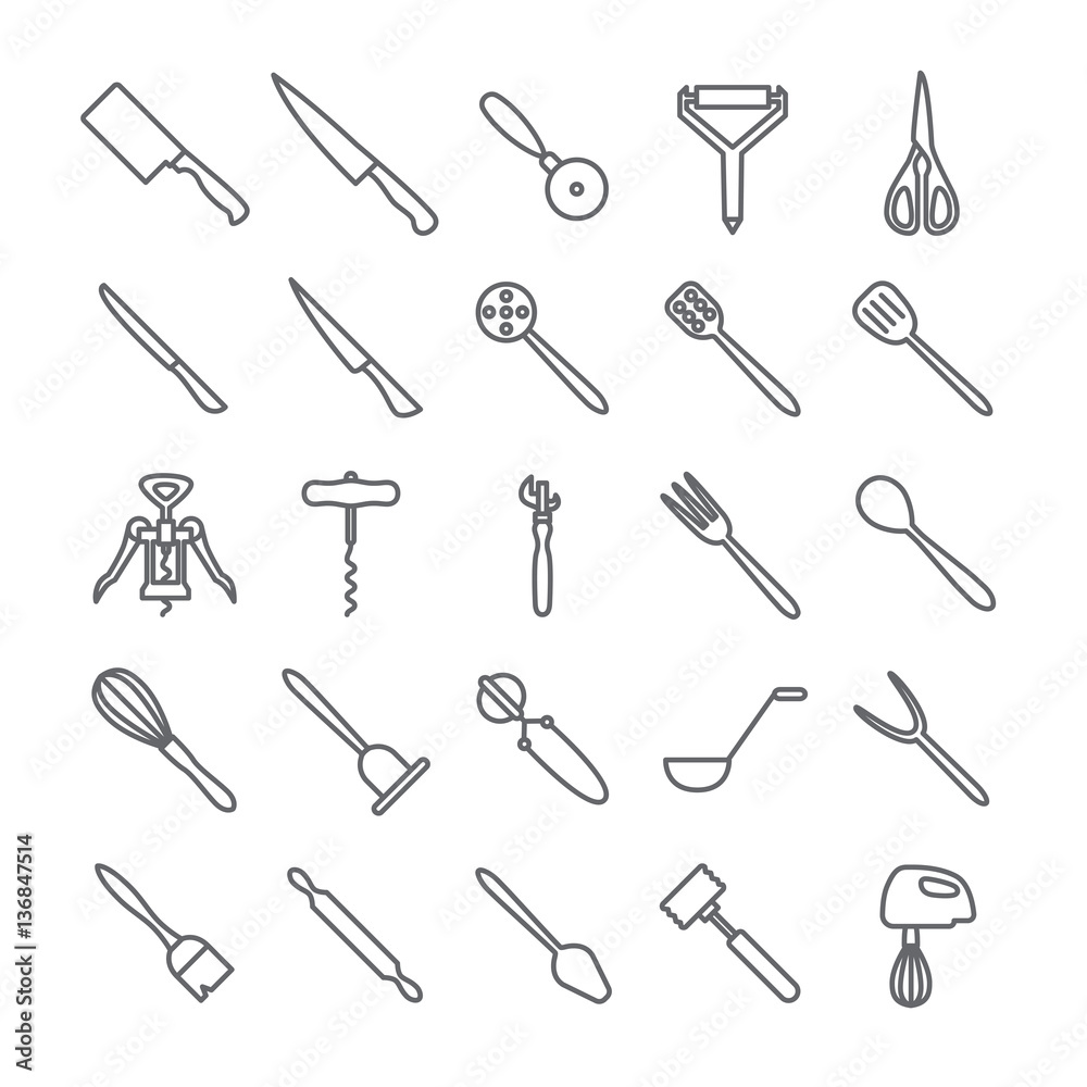 Icons of cutting devices.