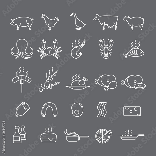 Icons with meat and animals.