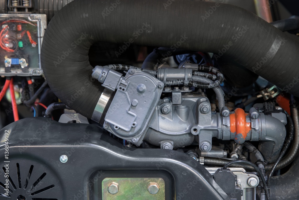 Fototapeta premium Closeup photo of a clean motor block